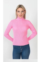 Kadın Kaşkorse Pembe Fitilli Kışlık Kazak