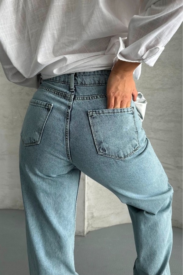 Palazzo Buz Mavizi Jeans Pantolon