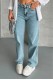 Palazzo Buz Mavizi Jeans Pantolon