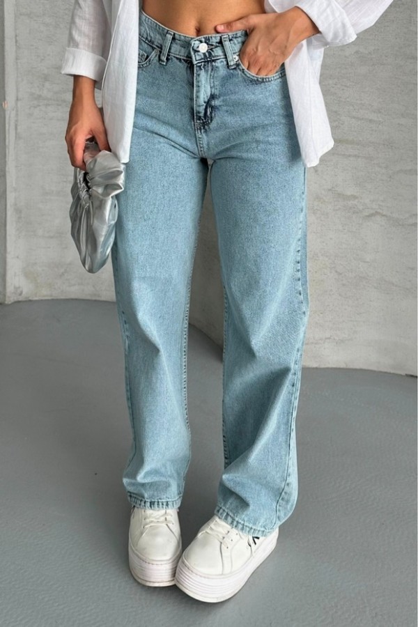Palazzo Buz Mavizi Jeans Pantolon