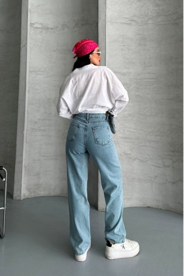Palazzo Buz Mavizi Jeans Pantolon