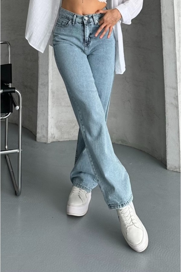 Palazzo Buz Mavizi Jeans Pantolon