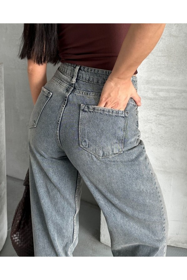 Palazzo Kahve Jeans Pantolon