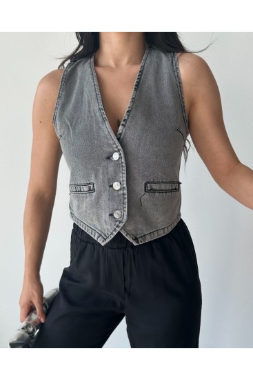 Gri Jeans Yelek