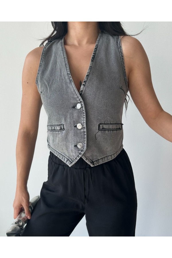 Gri Jeans Yelek
