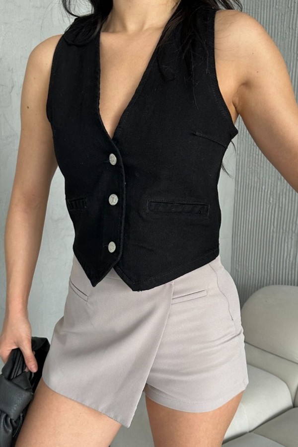 Siyah Jeans Yelek