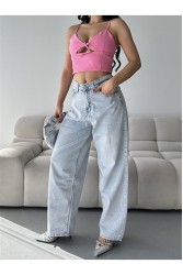 Baggy Buz Mavisi Jeans Pantolon