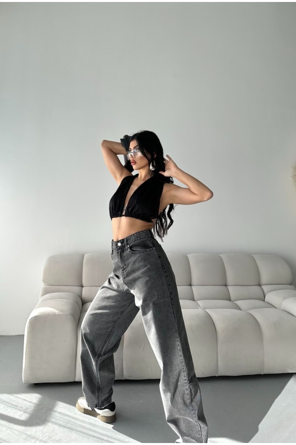 Baggy Gri Jeans Pantolon