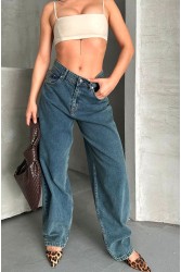 Baggy Koyu Mavi Jeans Pantolon