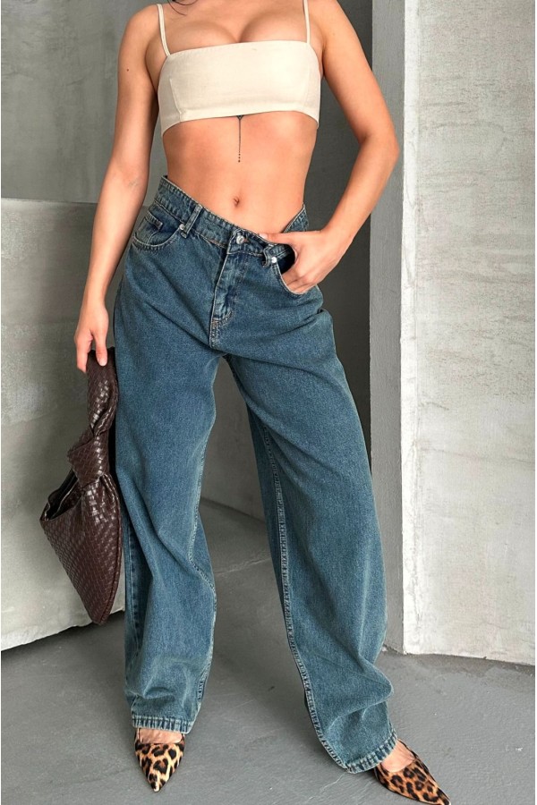 Baggy Koyu Mavi Jeans Pantolon