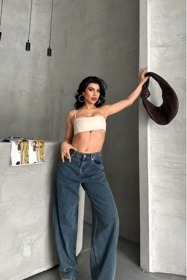 Baggy Koyu Mavi Jeans Pantolon