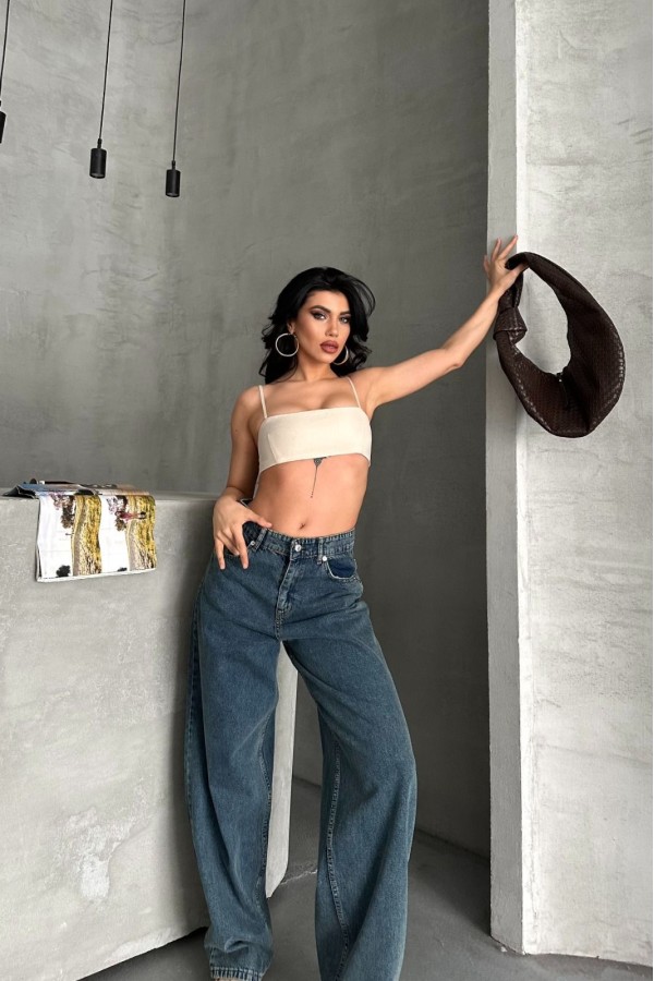 Baggy Koyu Mavi Jeans Pantolon