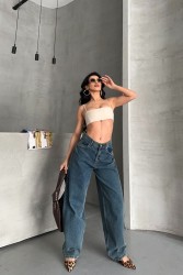 Baggy Koyu Mavi Jeans Pantolon