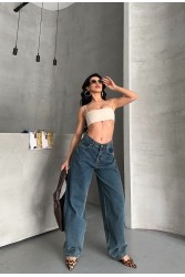 Baggy Koyu Mavi Jeans Pantolon