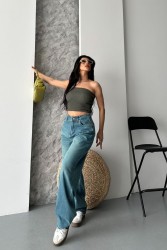 Baggy Tint Yeşili Jeans Pantolon