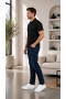 Erkek Siyah Düz Polo Yaka T-shirt