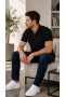 Erkek Siyah Düz Polo Yaka T-shirt
